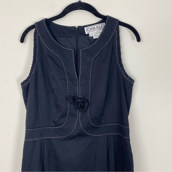 CARLISLE VTG Y2K Black Cotton Sleeveless Sheath Dress Size 8 Business Career - Picture 3 of 6